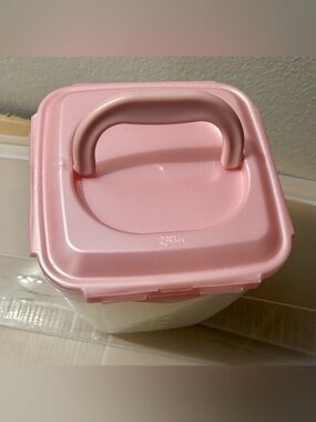 Pink Plastic Storage Container with Handle